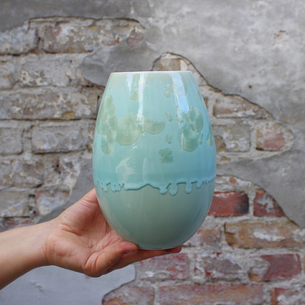 Crystal vase - Light turquoise